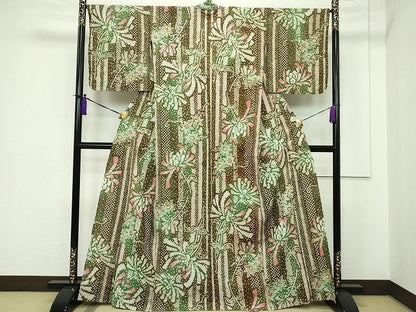 平和屋本店■極上　夏物　浴衣　有松鳴海絞り　草花文　綿　逸品　未使用　CZAA0912s4