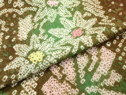 平和屋本店■極上　夏物　浴衣　有松鳴海絞り　草花文　綿　逸品　未使用　CZAA0912s4
