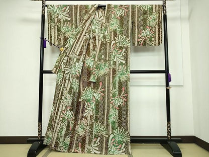 平和屋本店■極上　夏物　浴衣　有松鳴海絞り　草花文　綿　逸品　未使用　CZAA0912s4