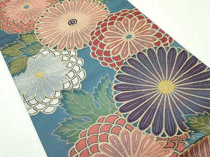 平和屋本店●極上 1854年創業 帯屋捨松 六通柄袋帯 菊 金糸 共箱付き 逸品 CZAA0939s4