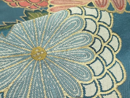 平和屋本店●極上 1854年創業 帯屋捨松 六通柄袋帯 菊 金糸 共箱付き 逸品 CZAA0939s4