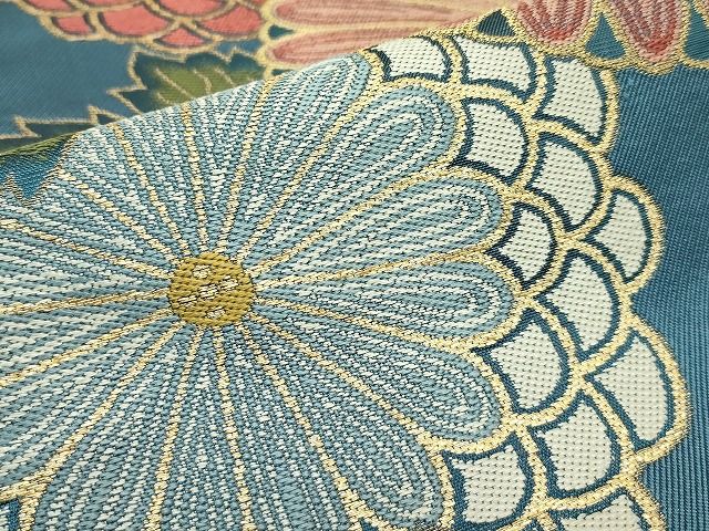 平和屋本店●極上 1854年創業 帯屋捨松 六通柄袋帯 菊 金糸 共箱付き 逸品 CZAA0939s4