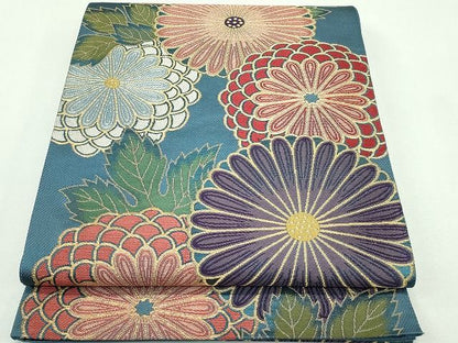 平和屋本店●極上 1854年創業 帯屋捨松 六通柄袋帯 菊 金糸 共箱付き 逸品 CZAA0939s4