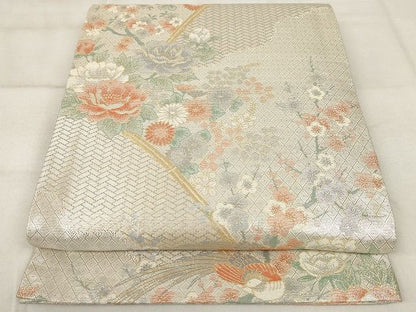 平和屋着物◎宝珠 本佐賀錦 六通柄袋帯 花籬文 九百錦 金銀糸 正絹 逸品 AAAJ7601Bey
