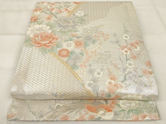 平和屋着物◎宝珠 本佐賀錦 六通柄袋帯 花籬文 九百錦 金銀糸 正絹 逸品 AAAJ7601Bey