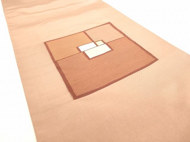 平和屋着物◎太鼓柄袋帯 抽象文様 梅染 金糸 逸品 DAAH9876tw