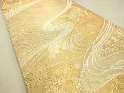 平和屋着物◎佐賀錦 六通柄袋帯 流水花文 金糸 逸品 DAAH9871tw