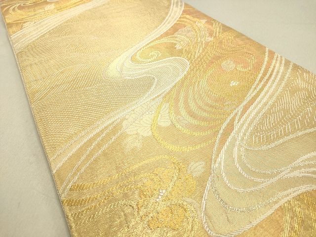 平和屋着物◎佐賀錦 六通柄袋帯 流水花文 金糸 逸品 DAAH9871tw