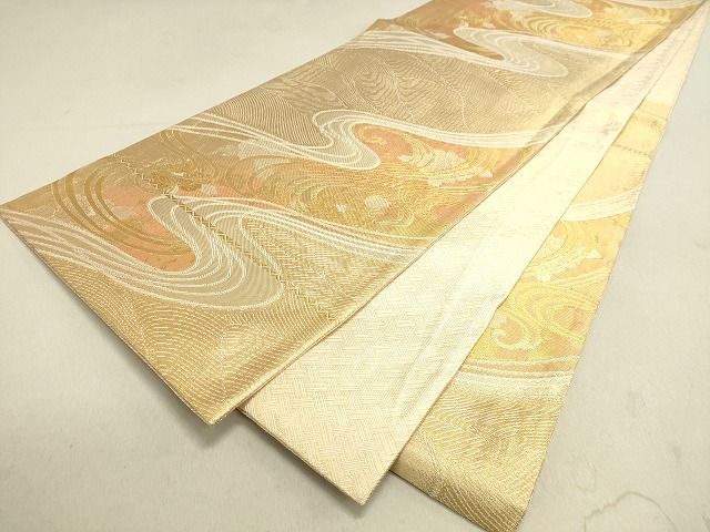 平和屋着物◎佐賀錦 六通柄袋帯 流水花文 金糸 逸品 DAAH9871tw