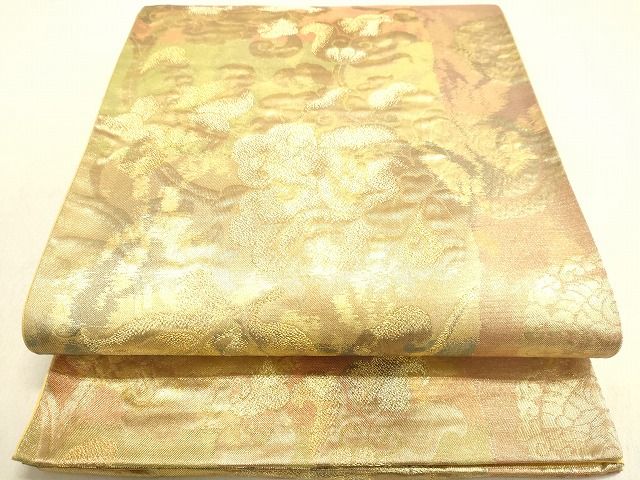 平和屋着物◎六通柄袋帯 双鶴花唐草文 金糸 引箔 逸品 DAAH9873tw