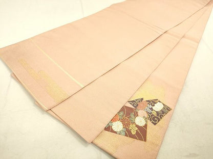 平和屋着物◎太鼓柄袋帯 霞鳥花文 金糸 逸品 DAAH9905tw