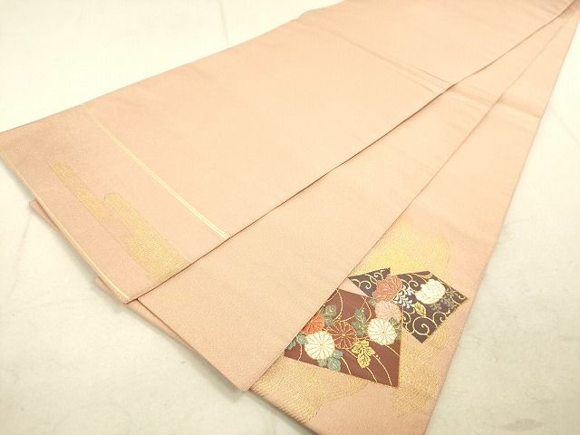 平和屋着物◎太鼓柄袋帯 霞鳥花文 金糸 逸品 DAAH9905tw