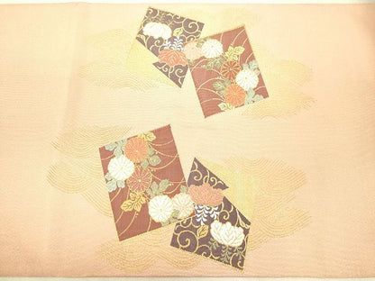 平和屋着物◎太鼓柄袋帯 霞鳥花文 金糸 逸品 DAAH9905tw