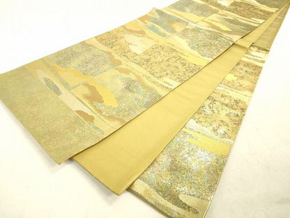 平和屋着物◎六通柄袋帯 色紙雲文 観世 金糸 引箔 逸品 DAAH9908tw