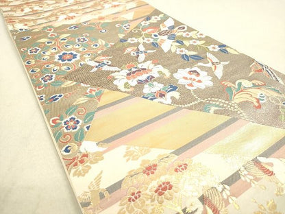 平和屋着物◎六通柄袋帯 切嵌鳳凰花文 金糸 逸品 DAAH9924tw