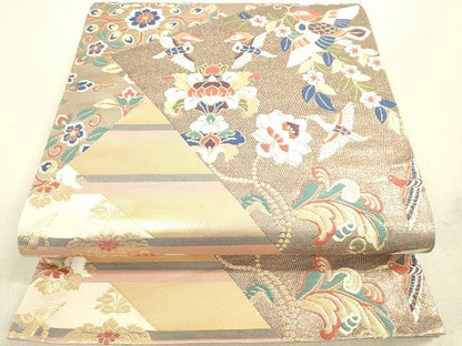 平和屋着物◎六通柄袋帯 切嵌鳳凰花文 金糸 逸品 DAAH9924tw
