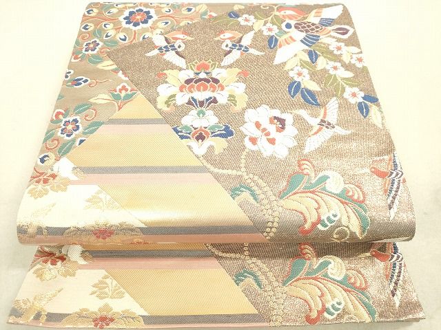 平和屋着物◎六通柄袋帯 切嵌鳳凰花文 金糸 逸品 DAAH9924tw