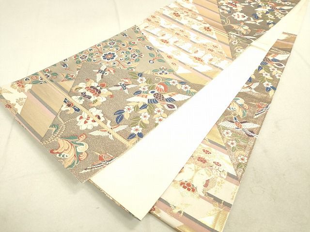 平和屋着物◎六通柄袋帯 切嵌鳳凰花文 金糸 逸品 DAAH9924tw