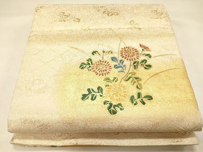 平和屋着物◎太鼓柄袋帯 作家物 草花文 金銀糸 逸品 CAAF5929oy