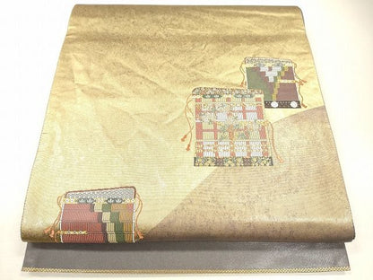 平和屋着物◎太鼓柄袋帯 秀宝 金糸 逸品 CAAF5948oy