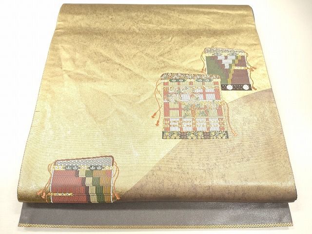 平和屋着物◎太鼓柄袋帯 秀宝 金糸 逸品 CAAF5948oy