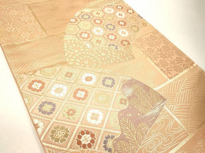 平和屋着物◎六通柄袋帯 地紙菱花文 金糸 逸品 CAAF5942oy