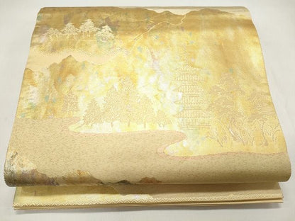 平和屋着物◎六通柄袋帯 風景草木文 賛美箔 逸品 CAAF5934oy