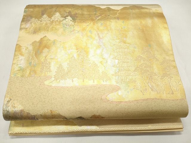平和屋着物◎六通柄袋帯 風景草木文 賛美箔 逸品 CAAF5934oy