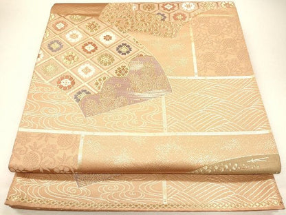 平和屋着物◎六通柄袋帯 地紙菱花文 金糸 逸品 CAAF5942oy