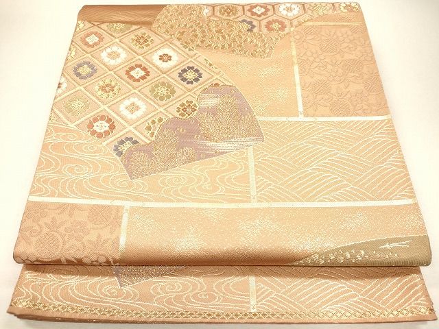 平和屋着物◎六通柄袋帯 地紙菱花文 金糸 逸品 CAAF5942oy