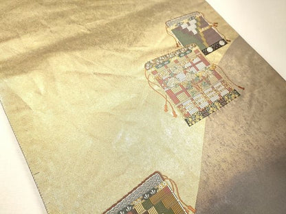 平和屋着物◎太鼓柄袋帯 秀宝 金糸 逸品 CAAF5948oy