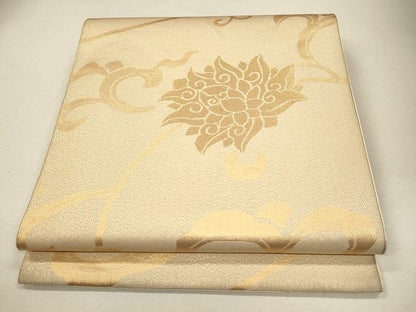 平和屋着物◎全通柄袋帯 手織 花唐草文 金糸 逸品 CAAF5954oy
