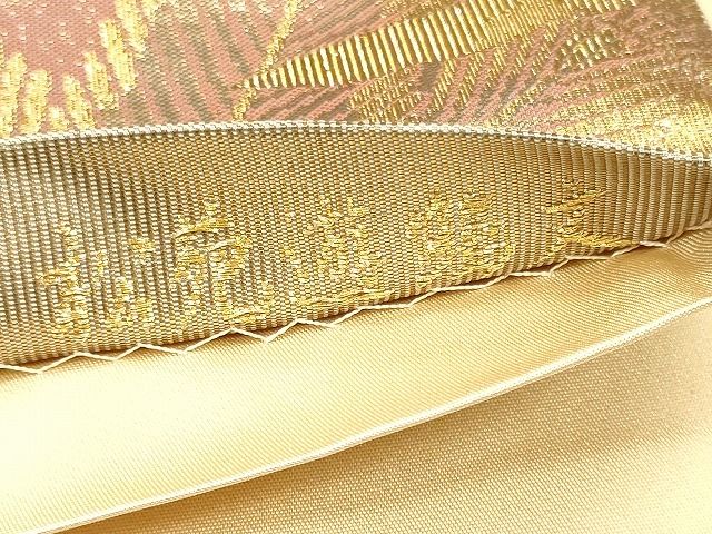 平和屋着物◎六通柄袋帯 松苑遊鶴文 金糸 逸品 CAAF5955oy
