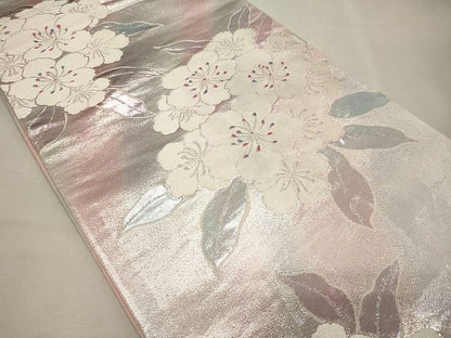平和屋着物◎六通柄袋帯 唐織 花詩集 銀糸 逸品 CAAF5976oy