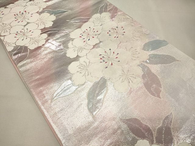 平和屋着物◎六通柄袋帯 唐織 花詩集 銀糸 逸品 CAAF5976oy