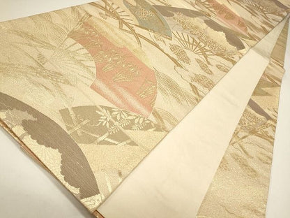 平和屋着物◎六通柄袋帯 扇面草花文 逸品 CAAF5990oy