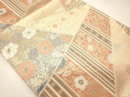 平和屋着物◎六通柄袋帯 切嵌花唐草文 金糸 逸品 CAAF5995oy