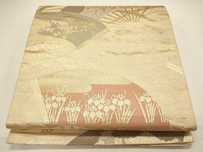 平和屋着物◎六通柄袋帯 扇面草花文 逸品 CAAF5990oy