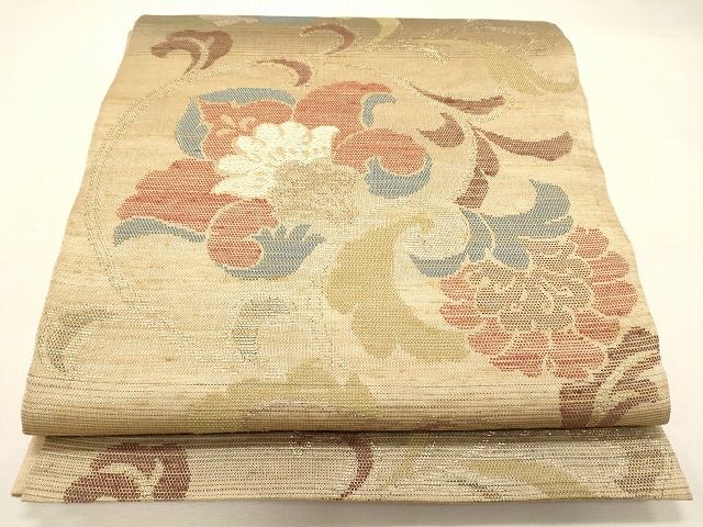 平和屋着物◎六通柄袋帯 更紗唐草文 金糸 逸品 CAAF5987oy