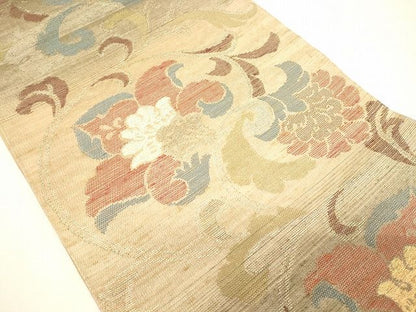 平和屋着物◎六通柄袋帯 更紗唐草文 金糸 逸品 CAAF5987oy