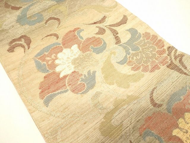 平和屋着物◎六通柄袋帯 更紗唐草文 金糸 逸品 CAAF5987oy