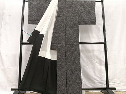 平和屋着物■上質なお召 毘沙門亀甲 黒地 逸品 BAAI2568gt