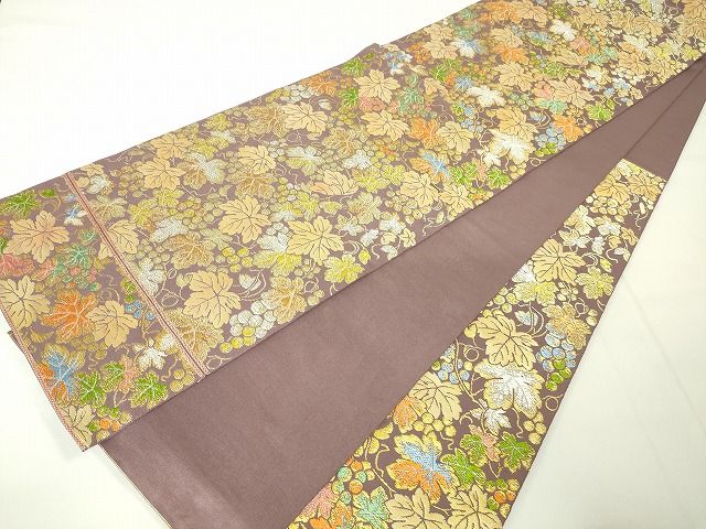 平和屋本店●極上　龍村美術織物　たつむら　本袋帯　漆彩葡萄文　金銀糸　逸品　DZAA2095kh4