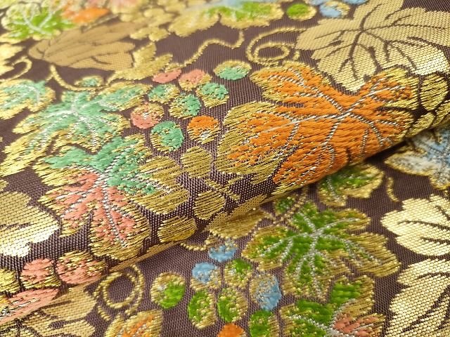 平和屋本店●極上　龍村美術織物　たつむら　本袋帯　漆彩葡萄文　金銀糸　逸品　DZAA2095kh4