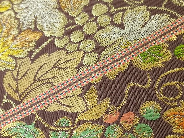 平和屋本店●極上　龍村美術織物　たつむら　本袋帯　漆彩葡萄文　金銀糸　逸品　DZAA2095kh4