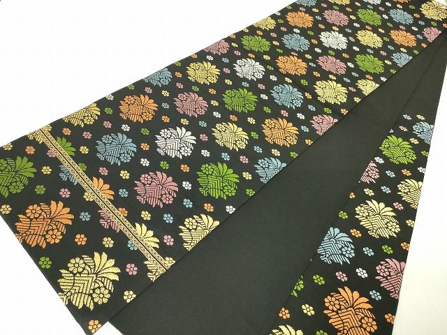 平和屋本店●極上 龍村美術織物 たつむら 本袋帯 唐織 聖樹花飾文 黒地 金銀糸 逸品 未使用 DZAA2101kh4