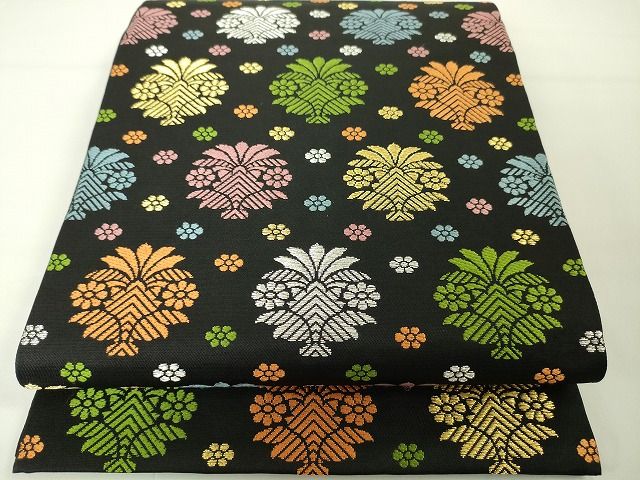 平和屋本店●極上 龍村美術織物 たつむら 本袋帯 唐織 聖樹花飾文 黒地 金銀糸 逸品 未使用 DZAA2101kh4