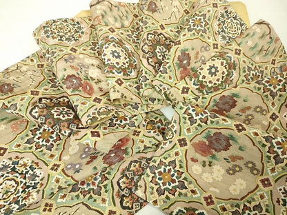 平和屋本店■極上　明綴れ　全通柄袋帯　正倉院花文　金糸　逸品　未使用　DZAA2105kh4