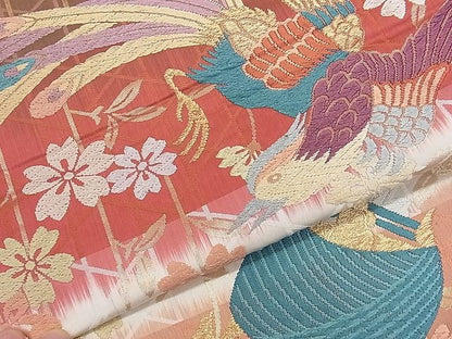 平和屋着物◎六通柄袋帯 唐織 枝垂桜文様 金糸 逸品 BAAJ0492qt