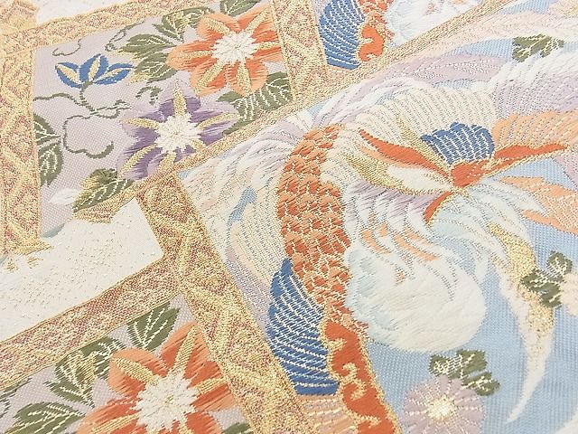 平和屋着物◎六通柄袋帯 唐織 鳳凰天井花文 金糸 逸品 BAAJ0505qt